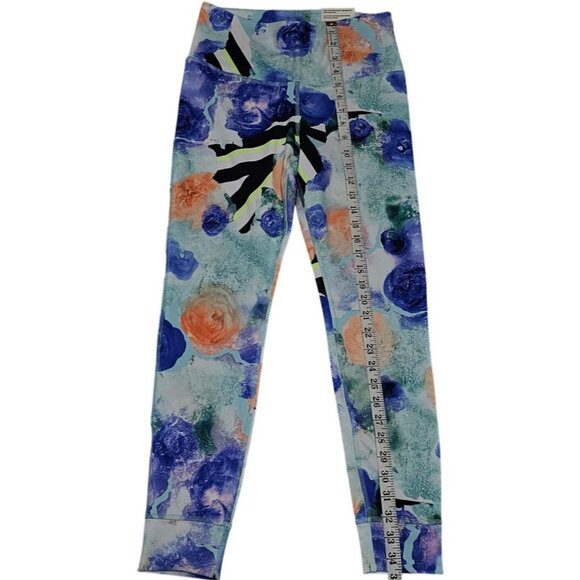 Reebok Lux Bold Tight Womens Leggings M Sweatwick Stretch Fabric Floral Print Mu - Picture 3 of 11
